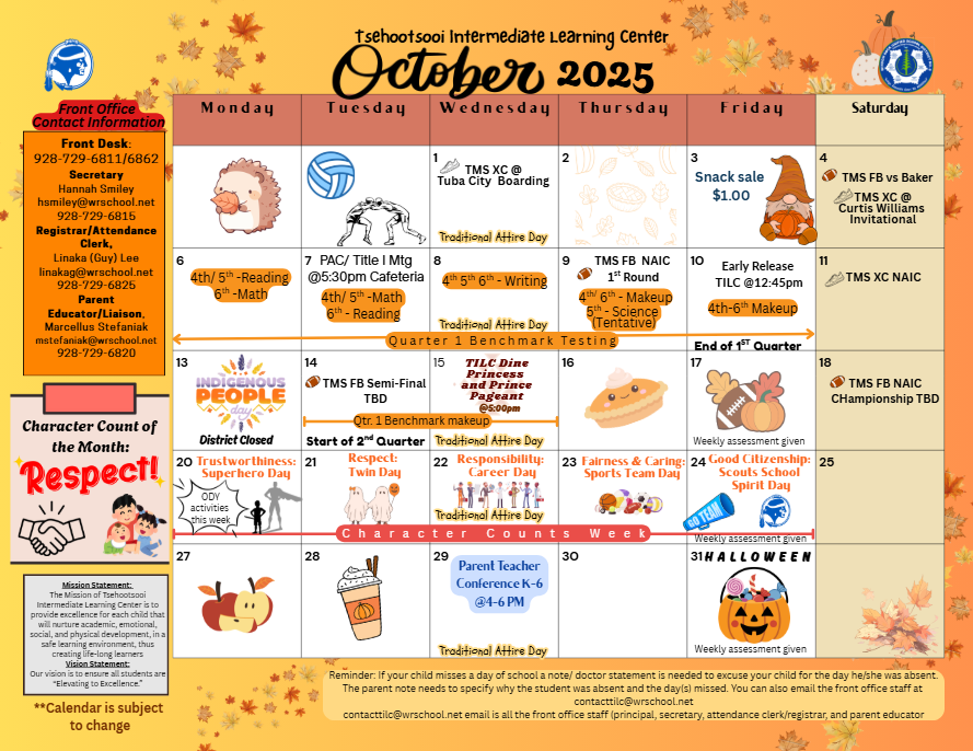 OCT Calendar
